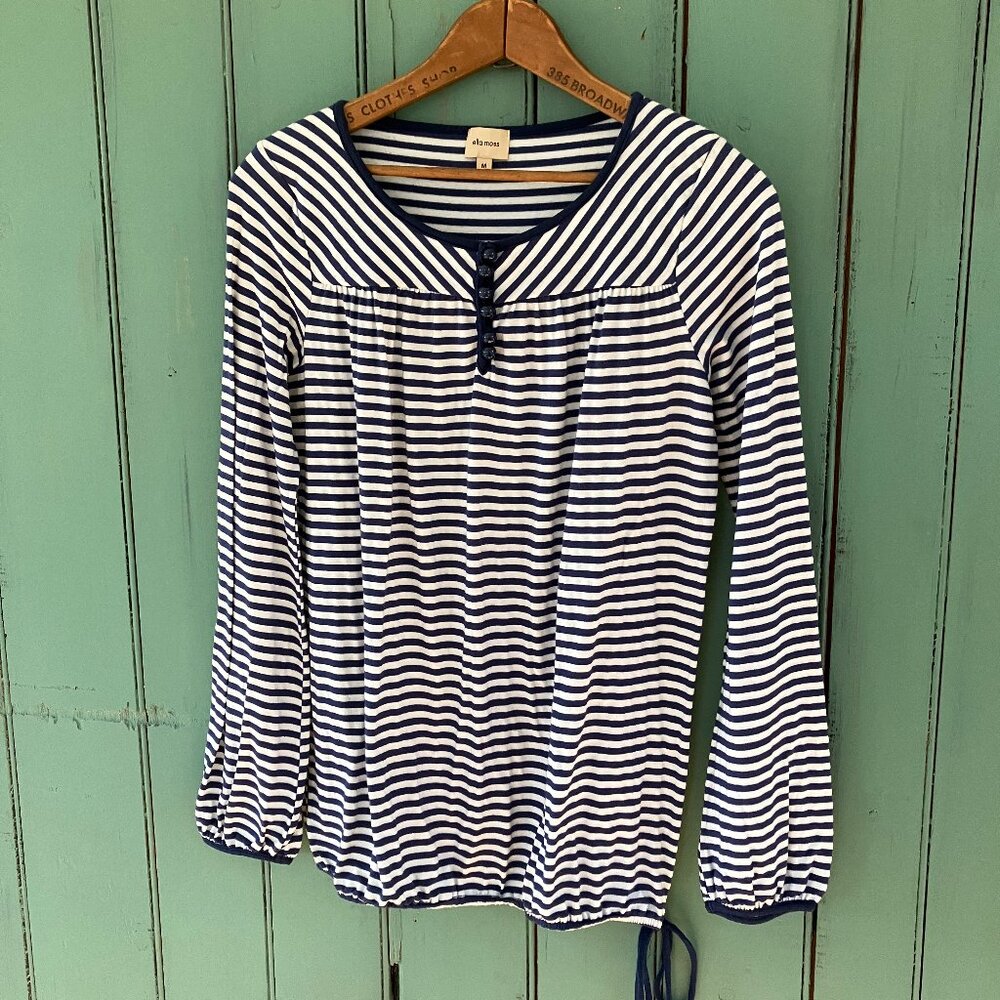 Ella Moss Striped Cotton Jersey Boho Blouse